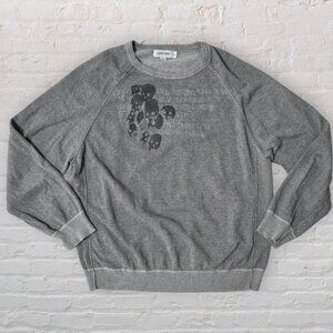 CALVIN KLEIN Skull Quote Evening Shadow With Thee I Go 100% Cotton Gray Sweater